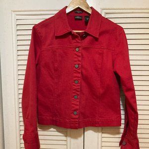 NY Jeans red denim jacket EUC